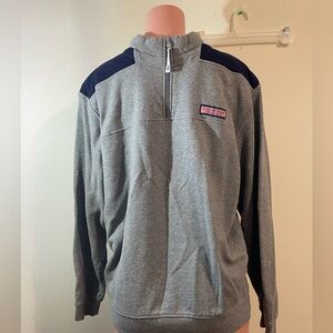 Vineyard Vines‎ Men's Large Grey Blue quarter zip Shirt Pullover quilted back
